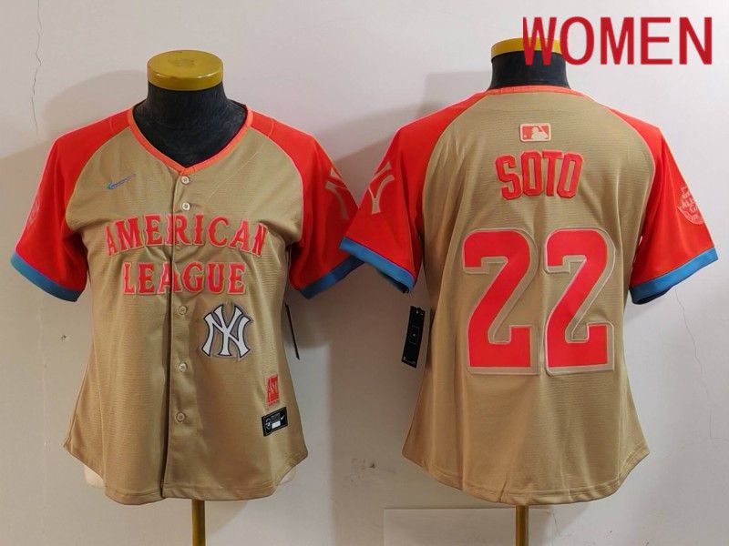 Women New York Yankees #22 Soto Orange All star 2024 Nike MLB Jersey style 7